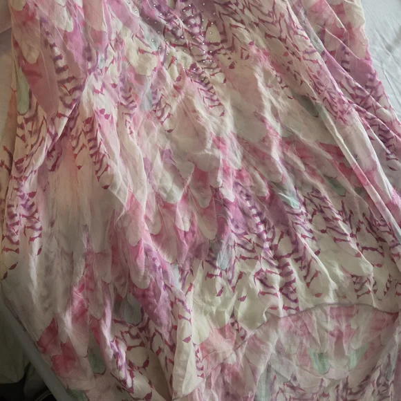Pink Feather Patterned Kaftan - Picture 2 of 4